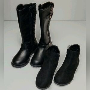 Black Knee-High and Ankle Boots Set